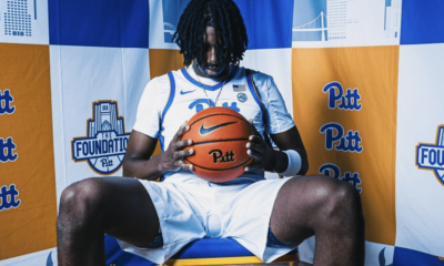 2025 guard Omari Witherspoon poses for a photo during his official visit to the University of Pittsburgh (Pitt basketball) basketball program on September 2, 2024.